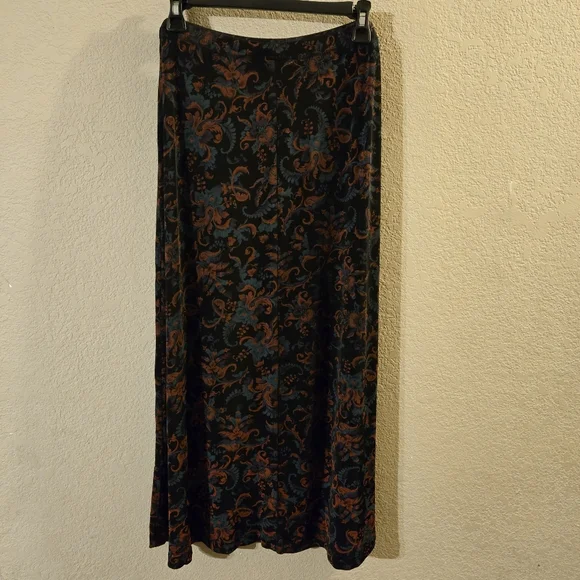 Coldwater Creek Womens VTG Y2K Black Dark Floral Maxi Skirt M Whimsy Goth Fairy - Picture 4 of 6